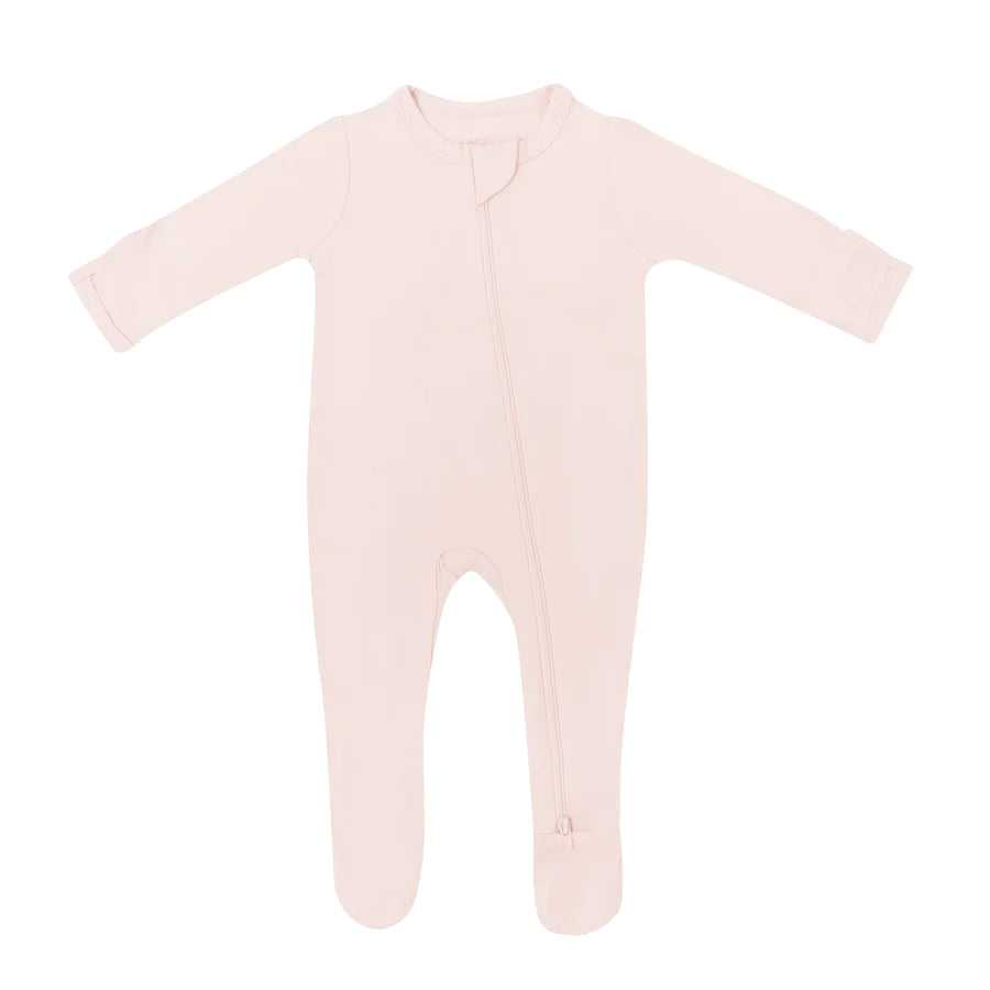 Bamboo Zippered Footie // Blush