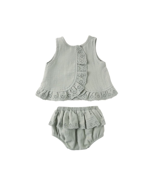 Ruffled Tulip Top + Bloomer Set // Sage