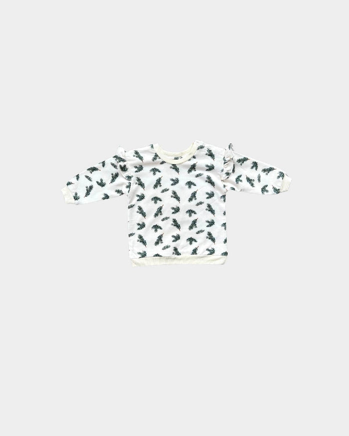 Pine Leaves Ruffle Sweatshirt Set