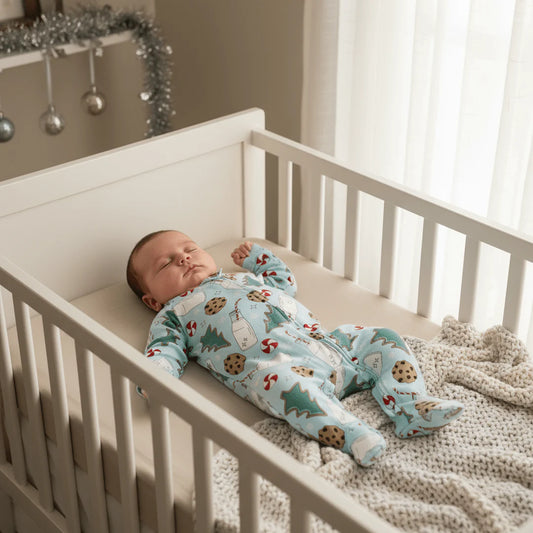 Santa's Cookies Blue Zipper Footie