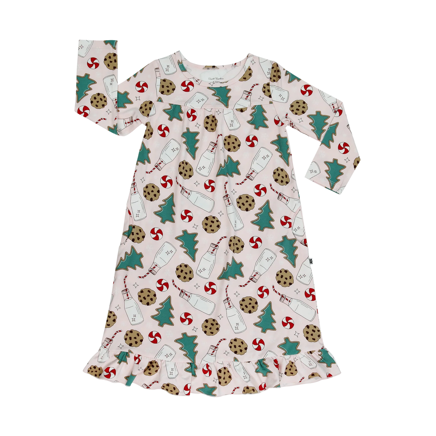 Santa cookie pajama gown in pink