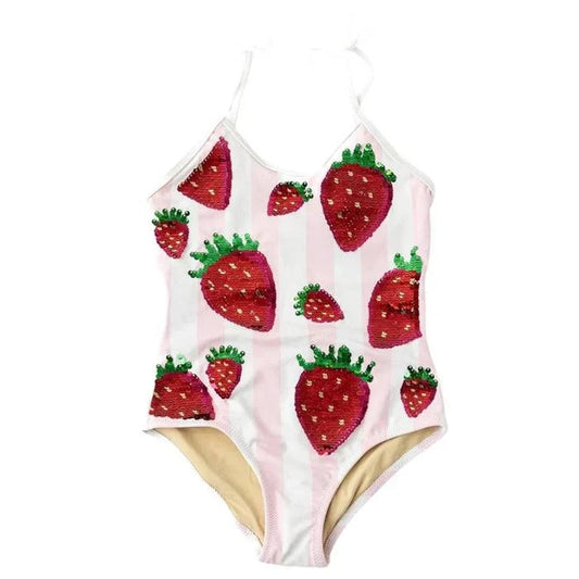 Sequin Strawberry One Piece Swimsuit