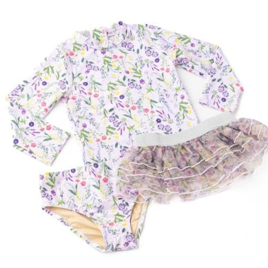 Wildflower Fields Rashguard Two Piece Swimsuit
