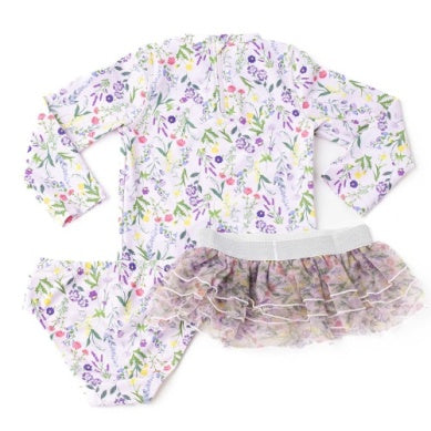 Wildflower Fields Rashguard Two Piece Swimsuit