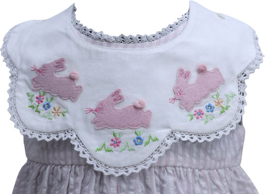 Pink Gingham Bunny Bubble with removable Bib