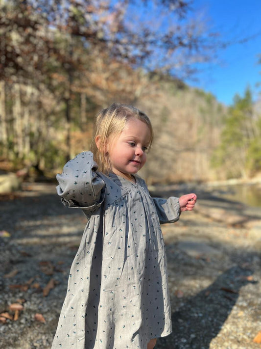 Brenn Dress // Gray & Blue Floral