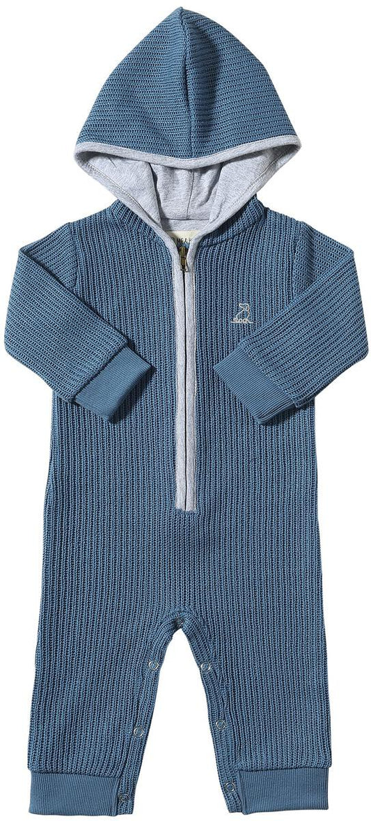 Blaine Hooded Knit Romper // Blue
