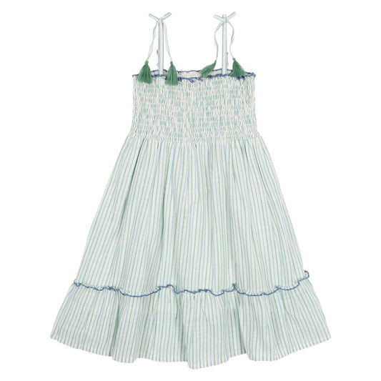 Shirred Strappy Sun Dress // Green