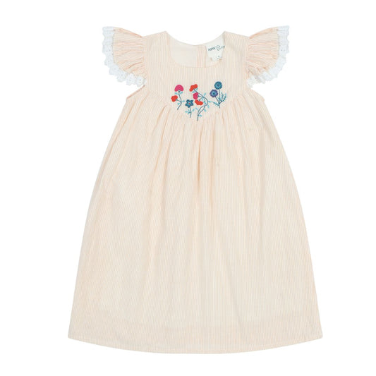 Flutter Sleeve Dress with Embroidery // Chichen Itza