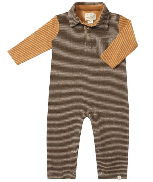 Arlington Polo Romper // Green w/ Gold Arms