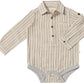Jasper Woven Onesie // Tan, Black & Cream Stripe