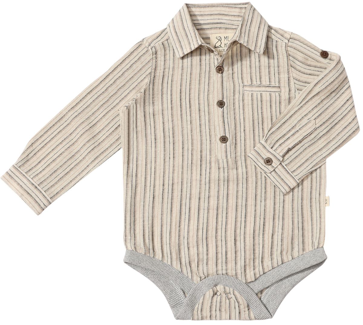 Jasper Woven Onesie // Tan, Black & Cream Stripe