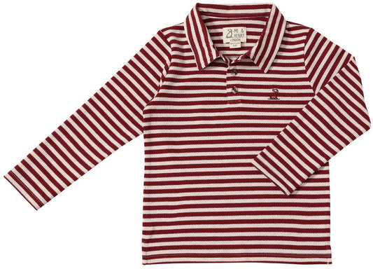 Red and white striped long-sleeve shirt on 