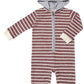 Striped baby onesie with a hood
