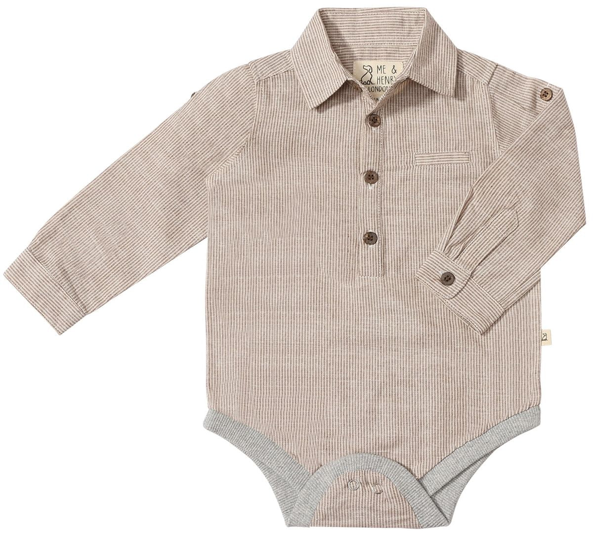 Jasper Woven Onesie // Brown & Cream Stripe
