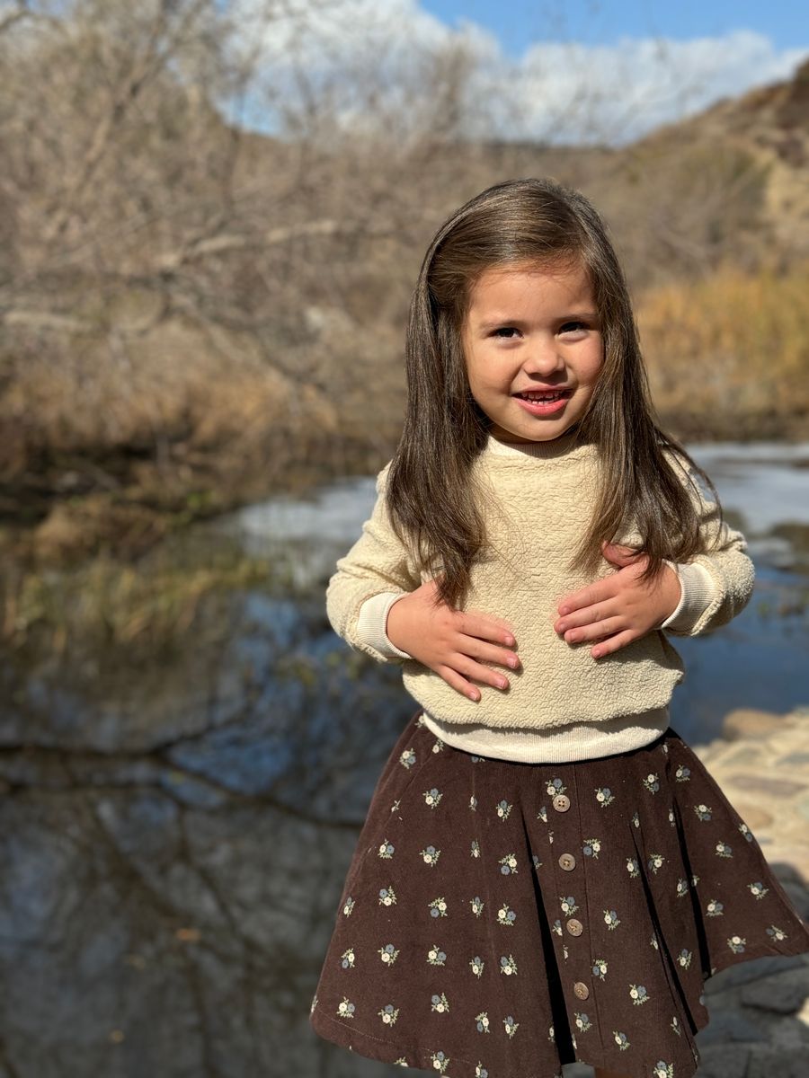 Cara Skirt // Chocolate Floral Cuorduroy