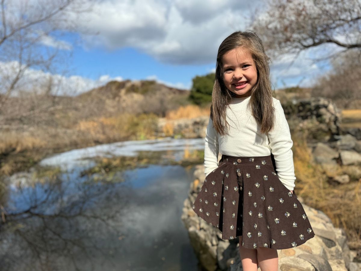 Cara Skirt // Chocolate Floral Cuorduroy