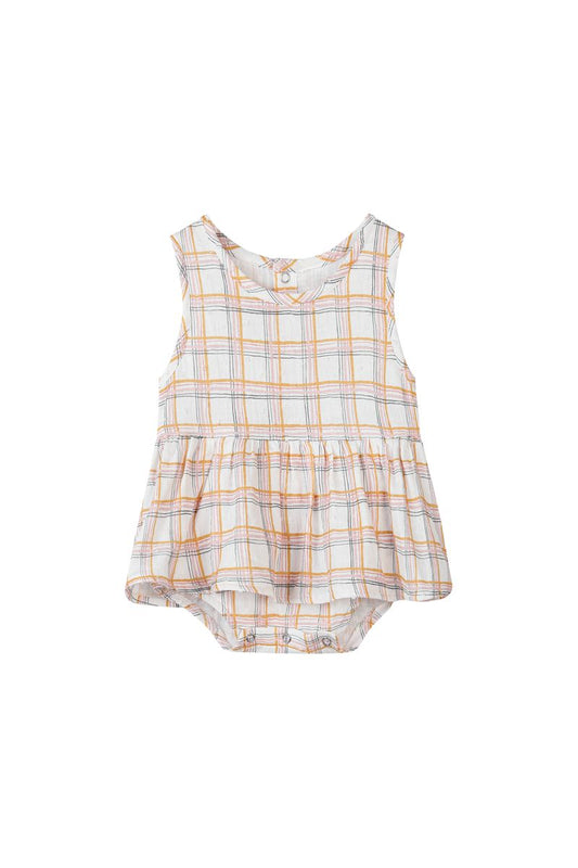 Pink, Yellow. and Blue Plaid baby romper 