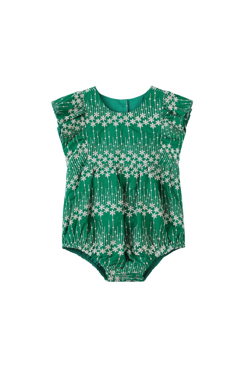 Green baby romper with star pattern