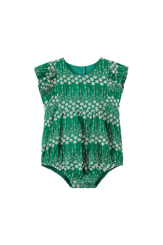 Green baby romper with star pattern