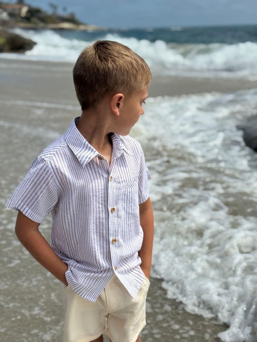 Newport Woven Shirt // Cream & White Stripe