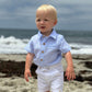 Helford Woven Onesie// Pale Blue Searsucker