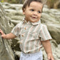 Helford Woven Onesie// Peach Multi Stripe