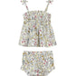 Floral baby romper set on a white background