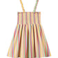 Multicolored striped dress with thin straps 