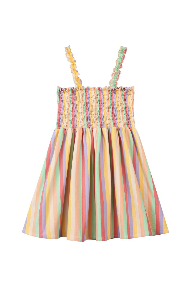Multicolored striped dress with thin straps 
