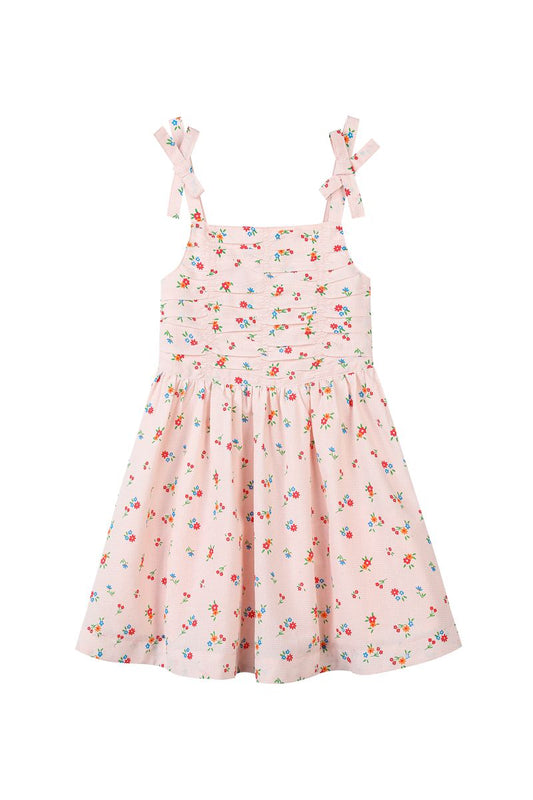 Pink floral dress on a white background