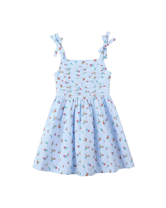 Light blue dress with floral pattern on a white background