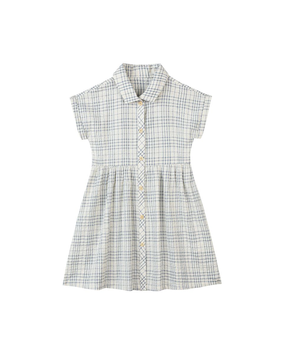 Blue and Cream Checked Dress 