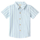 Blue 2 toned Striped short-sleeve shirt with button details 