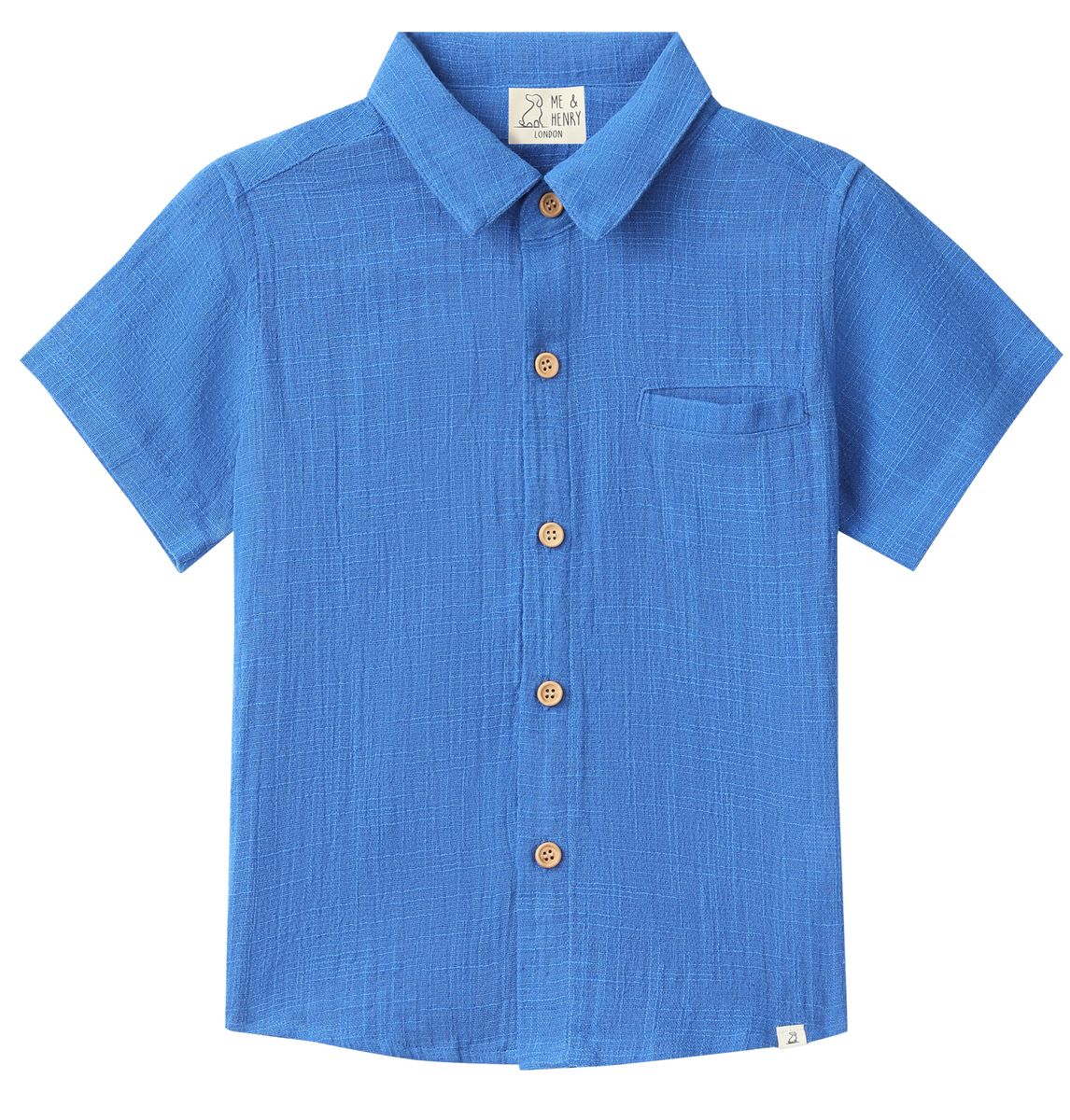 Blue short-sleeve shirt with buttons 