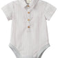 Striped baby romper with collar and buttons 