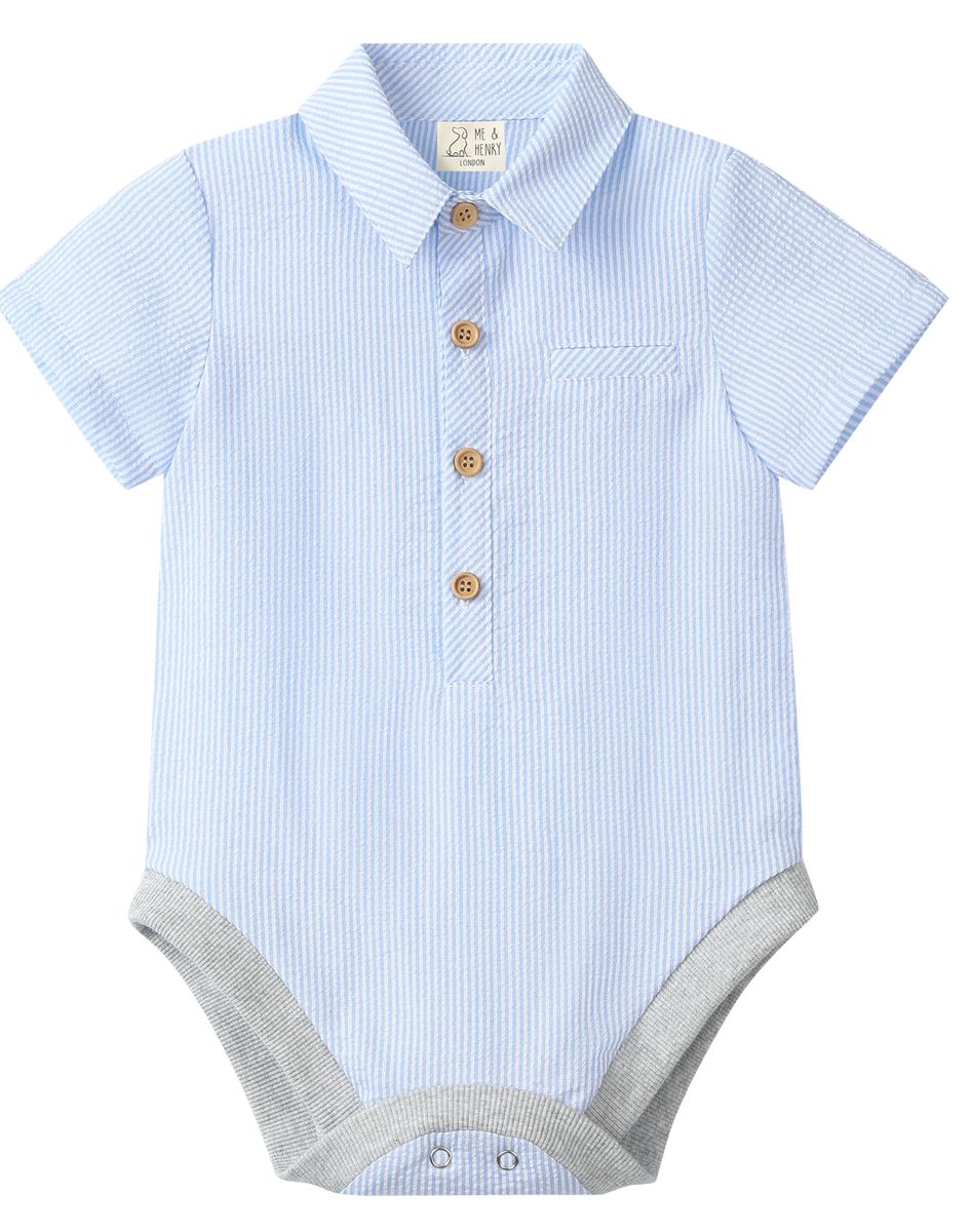 Helford Woven Onesie// Pale Blue Searsucker