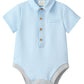 Light blue baby romper with collar 