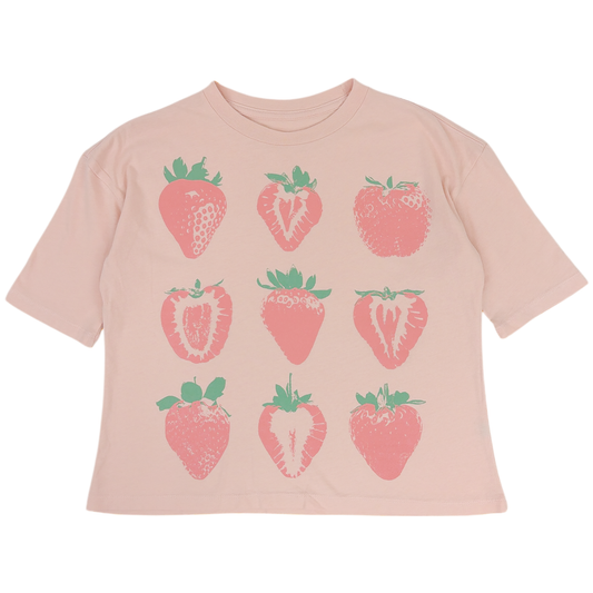 Pink Boxy t-shirt with strawberry graphics 
