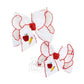 Embroidered Apple & Pencil on Crochet Edge Bow