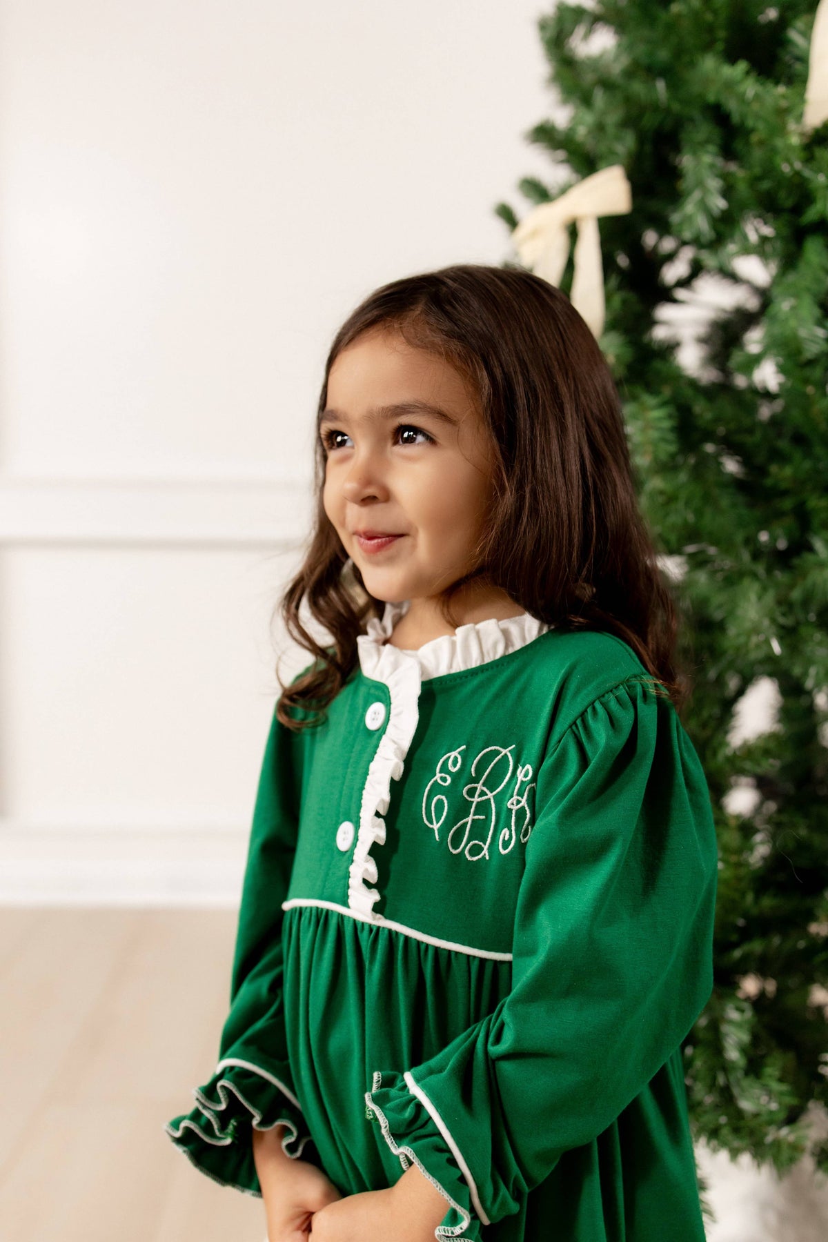Ruffle Nightgown //  Green Holiday Lounge