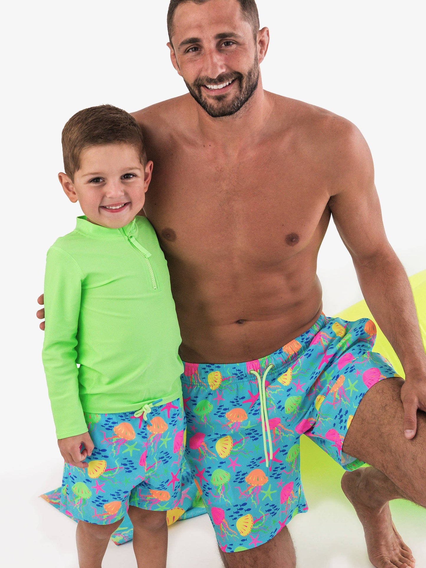 Boys Neon Jelly Time Performance Hybrid Swim Trunks