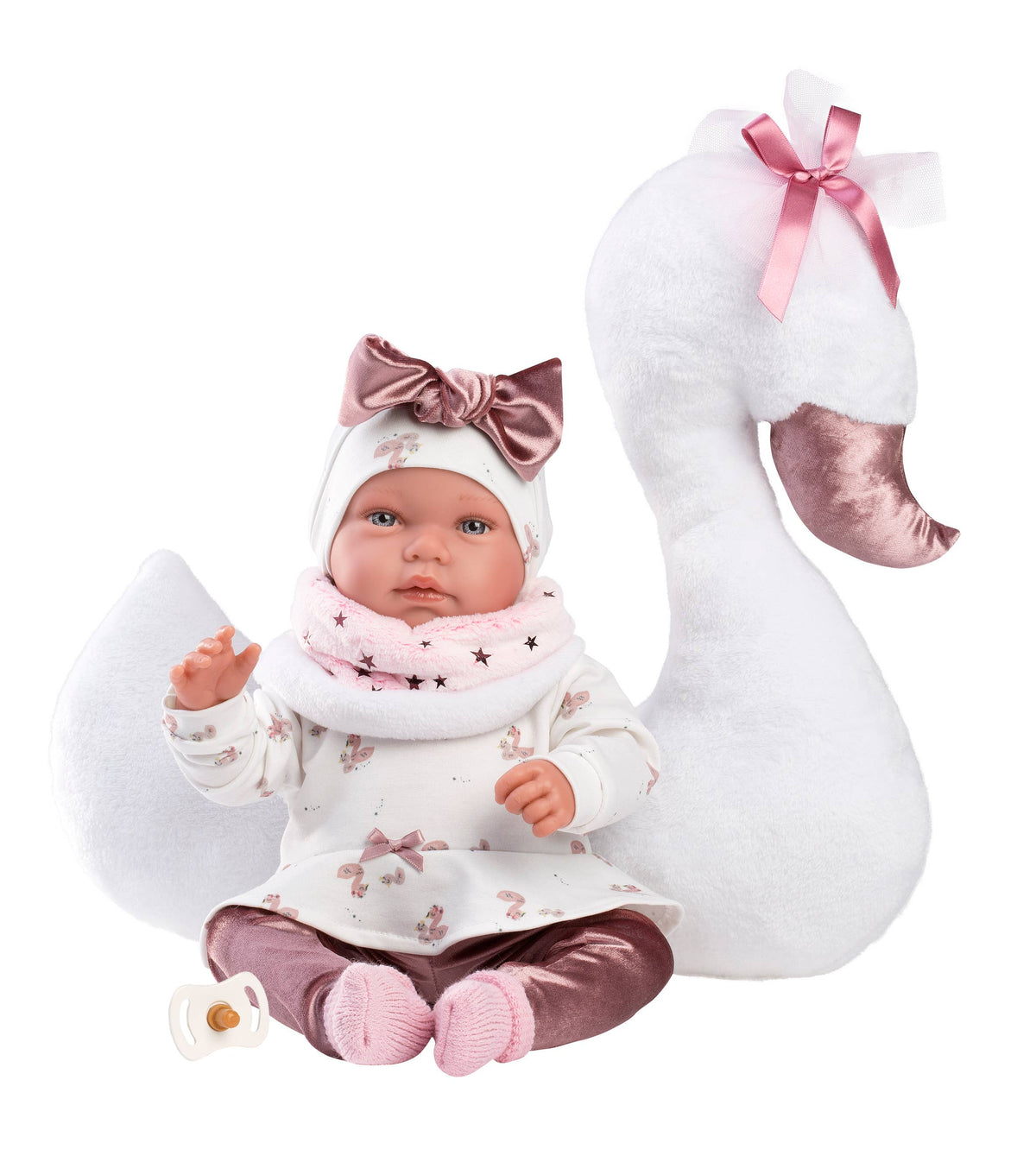 Newborn Doll Celeste with Swan Cushion (17.3")