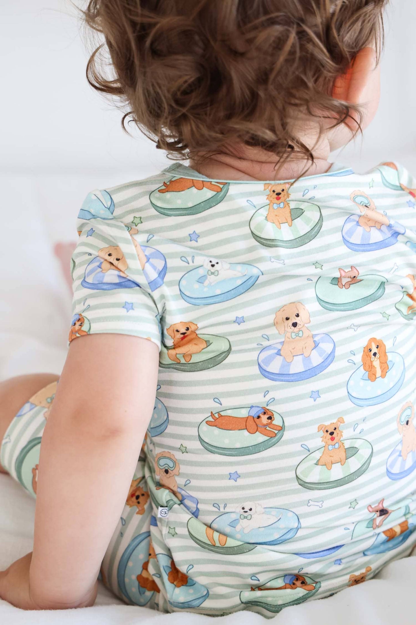 Two Piece Short Pajama Set | Poolside Pups Blue