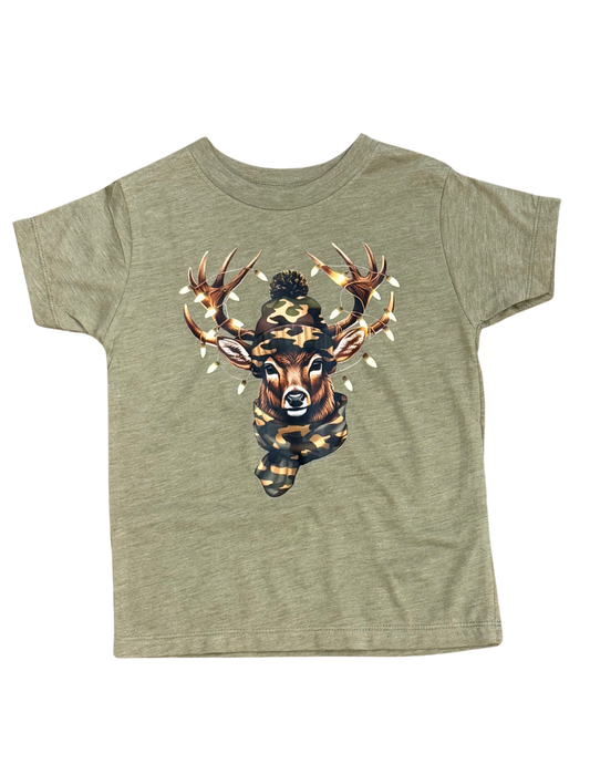 Camo Reindeer Short Sleeve Tee // Olive