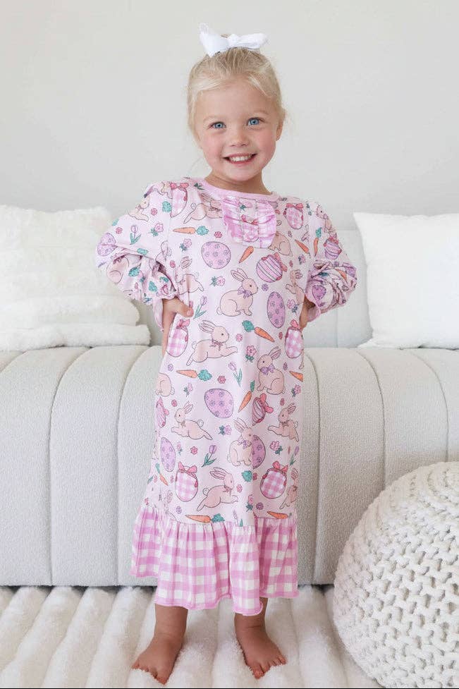 Long Sleeve Ruffle Button Nightgown | Hoppy Spring