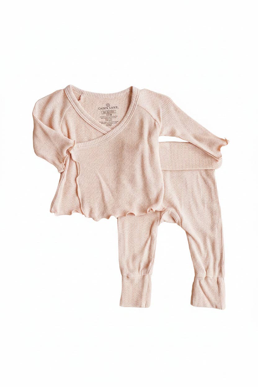 Two-Piece Waffle Crossover Top & Bottom | Pink Fawn