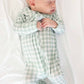 Peter Pan Collar Zipper Footie | Moss Gingham