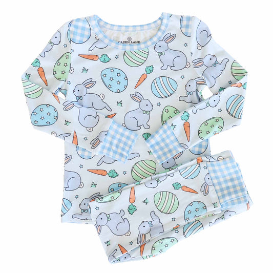 Hoppy Spring Two Piece Pajama Set | Blue