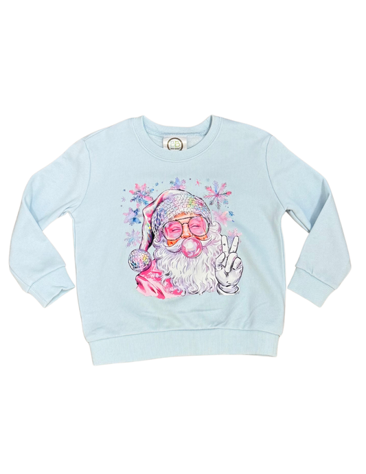 Disco Santa Sweatshirt // Light Blue